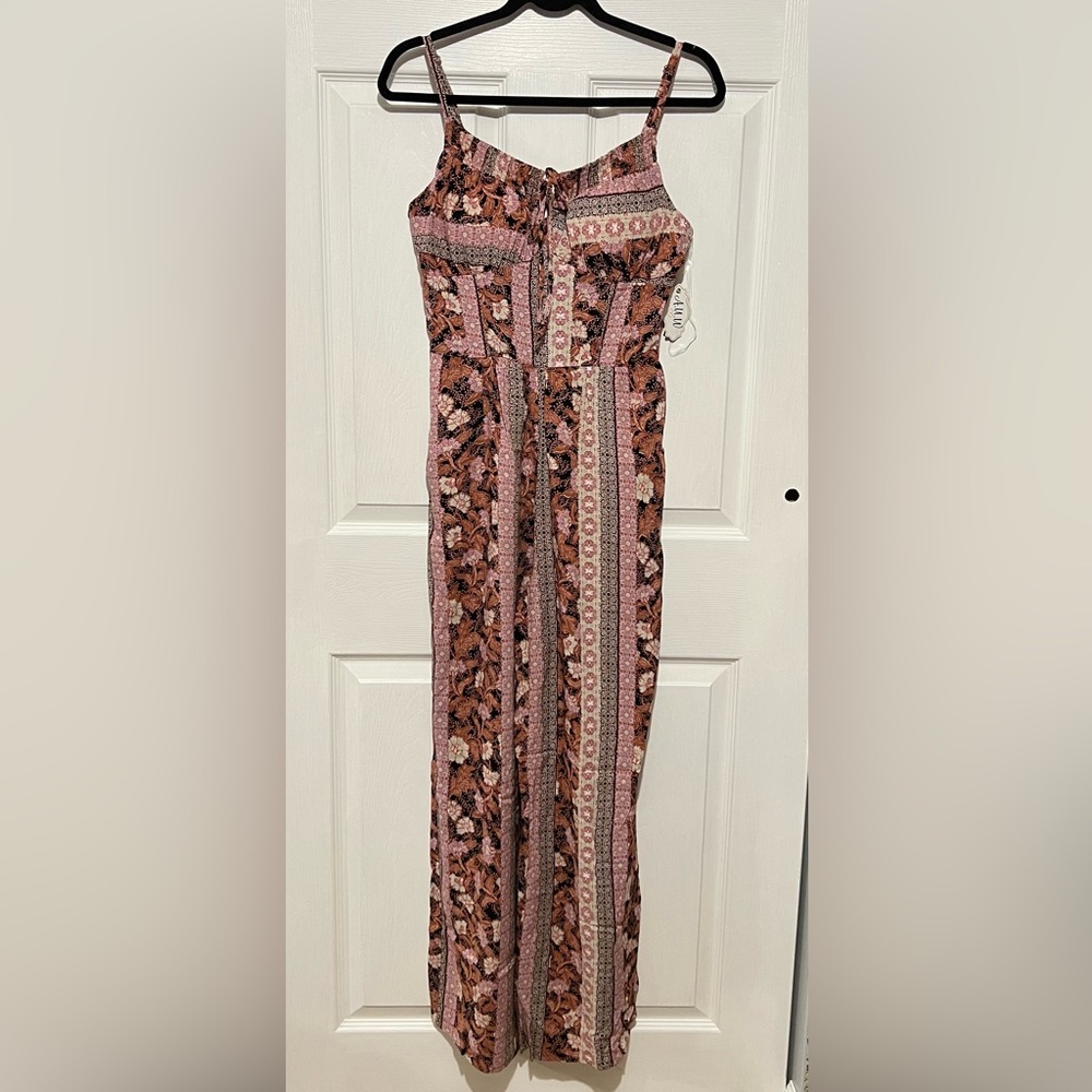 💗 *NEW* A.U.W. - Womena Bohemian Pink‎ and Brown Full Length Jumpsuit